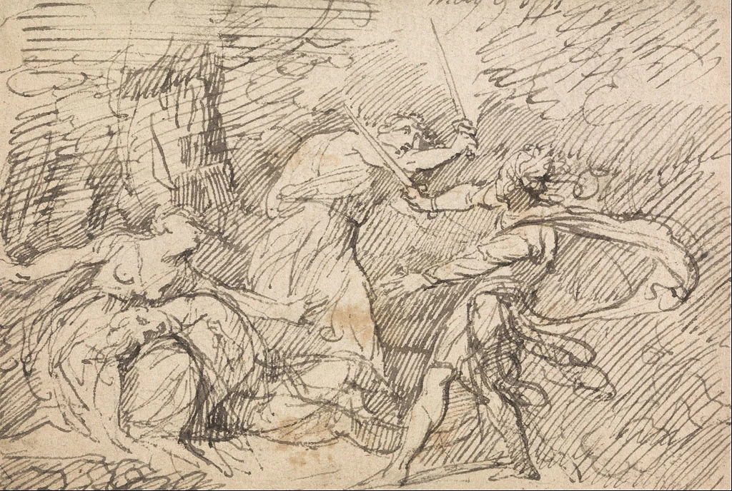 Due uomini che combattono davanti a una donna - Yale Center for British Art, New Haven